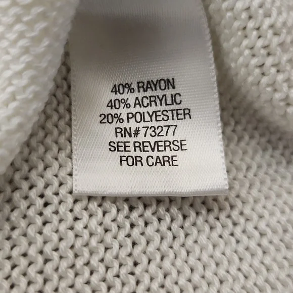 Ivory hollow out crochet knit beachy boho crewneck pullover sweater. Size xl - Picture 7 of 7